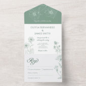 Moderne Wildflower All in One Wedding Uitnodiging (Binnen)