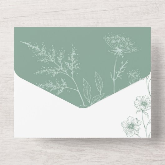 Moderne Wildflower All in One Wedding Uitnodiging (Achterkant)