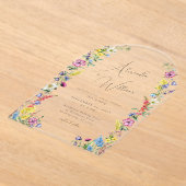 Moderne Wildflower Arch Boho Bruiloft Acryl Uitnodigingen (Laagn)