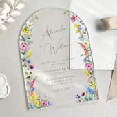 Moderne Wildflower Arch Boho Bruiloft Acryl Uitnodigingen