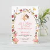 Moderne Wildflower Arch Flutter Fairy Verjaardag Kaart (Staand voorkant)