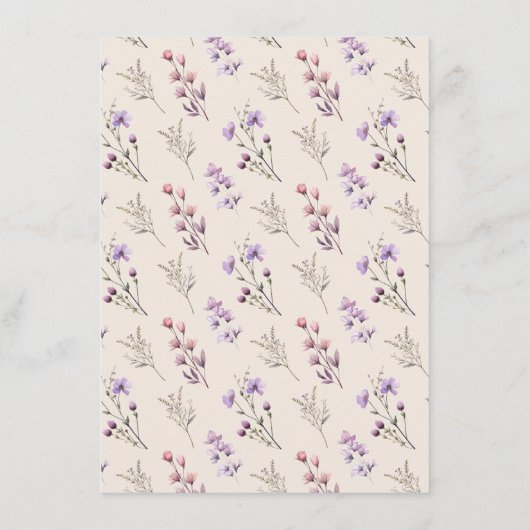 Moderne Wildflower Beige Bruiloft Advies Kaart (Achterkant)