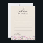 Moderne Wildflower Beige Bruiloft Advies Kaart<br><div class="desc">Dit moderne wildflower beige bruiloft advies kaart ontwerp heeft een warme beige achtergrond versierd met levendige roze en paarse waterverf wilde bloemen, het oproepen van een gevoel van tijdloze romance. Het huwelijk van rustieke en elegante boho charme maakt dit ontwerp perfect voor koppels die op zoek zijn naar een moderne...</div>