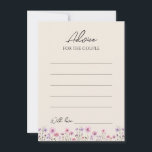 Moderne Wildflower Beige Bruiloft Advies Kaart<br><div class="desc">Dit moderne wildflower beige bruiloft advies kaart ontwerp heeft een warme beige achtergrond versierd met levendige roze en paarse waterverf wilde bloemen, het oproepen van een gevoel van tijdloze romance. Het huwelijk van rustieke en elegante boho charme maakt dit ontwerp perfect voor koppels die op zoek zijn naar een moderne...</div>
