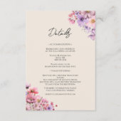 Moderne Wildflower Beige Bruiloft Details Informatiekaartje (Voorkant)