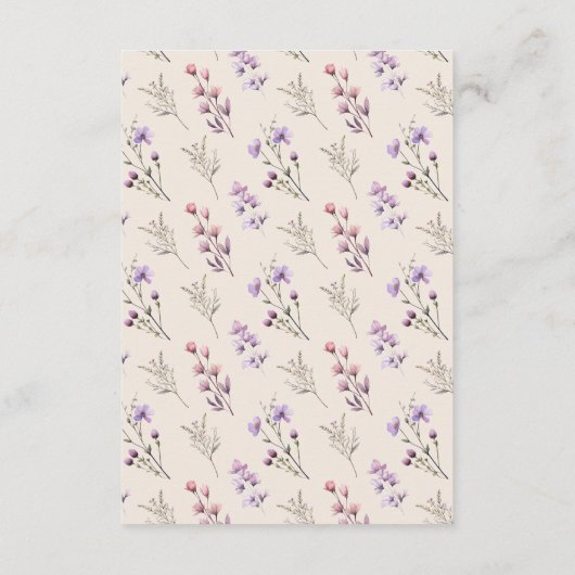 Moderne Wildflower Beige Bruiloft Details Informatiekaartje (Achterkant)