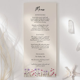 Moderne Wildflower Beige Bruiloft Flat Menu