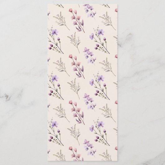 Moderne Wildflower Beige Bruiloft Flat Menu (Achterkant)