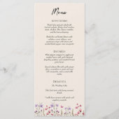 Moderne Wildflower Beige Bruiloft Flat Menu (Voorkant)