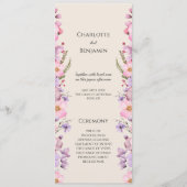 Moderne Wildflower Beige Bruiloft Flat Programmakaart (Voorkant)