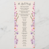 Moderne Wildflower Beige Bruiloft Flat Programmakaart (Achterkant)