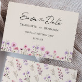 Moderne Wildflower Beige Bruiloft Flat Save The Date