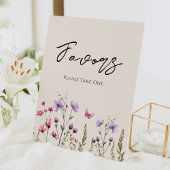 Moderne Wildflower Beige bruiloft gunsten Reclamebord Met Voetstuk