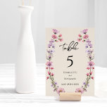 Moderne Wildflower Beige bruiloft Kaart<br><div class="desc">Dit moderne wildflower beige bruiloft tafel nummer ontwerp heeft een warme beige achtergrond versierd met levendige roze en paarse waterverf wilde bloemen, het oproepen van een gevoel van tijdloze romance. Het huwelijk van rustieke en elegante boho charme maakt dit ontwerp perfect voor koppels die op zoek zijn naar een moderne...</div>