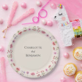 Moderne Wildflower Beige bruiloft Papieren Bordje (Feest)