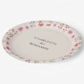 Moderne Wildflower Beige bruiloft Papieren Bordje (Gekanteld)