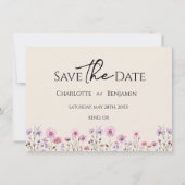 Moderne Wildflower Beige bruiloft Save The Date (Voorkant)