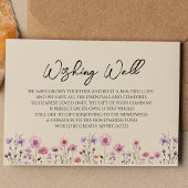 Moderne Wildflower Beige Bruiloft Wishing Well Informatiekaartje