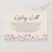 Moderne Wildflower Beige Bruiloft Wishing Well Informatiekaartje (Voorkant)