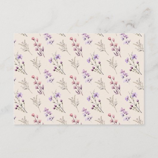 Moderne Wildflower Beige Bruiloft Wishing Well Informatiekaartje (Achterkant)