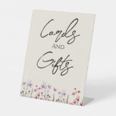Moderne Wildflower Beige trouwkaarten en geschenke Reclamebord Met Voetstuk (Voorkant)