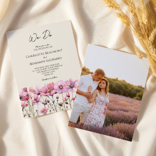 Moderne Wildflower Beige We Do Photo Wedding Kaart