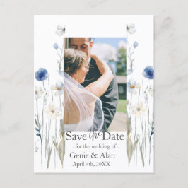 Moderne Wildflower Bewaar de datumfoto Briefkaart