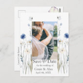 Moderne Wildflower Bewaar de datumfoto Briefkaart (Voorkant / Achterkant)