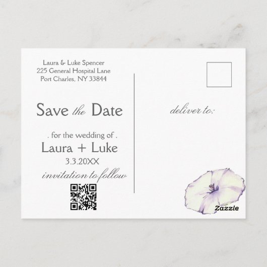 Moderne Wildflower Bewaar de datumfoto Briefkaart (Achterkant)