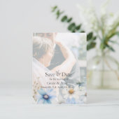 Moderne Wildflower Bewaar de datumfoto Briefkaart (Staand voorkant)