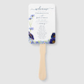 Moderne Wildflower Blauwe Bruiloft Dag Handwaaier (Voorkant)