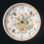Moderne Wildflower Bloembij Stijlvolle Chique Boho<br><div class="desc">Moderne Wildflower Bloemenbijen Stijlvolle Chique Boho Bohemian Wall Clock beschikt over een trendy moderne gele waterverf wilde bloem met hommels. Creëer door Evco Studio www.zazzle.com/store/evcostudio</div>