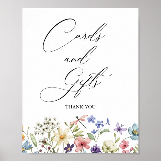 Moderne Wildflower Bloemen Bruidsgeschenken & Kaar Poster (Voorkant)