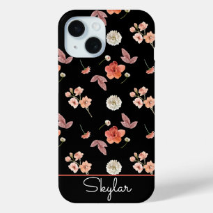 Moderne Wildflower Bloemen Patroon Script Naam iPhone 15 Case