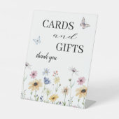 Moderne Wildflower Bloemen Trouwkaarten & Geschenk Reclamebord Met Voetstuk (Voorkant)