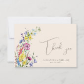 Moderne Wildflower Bloemen Waterverf Bruiloft Bedankkaart (Voorkant)