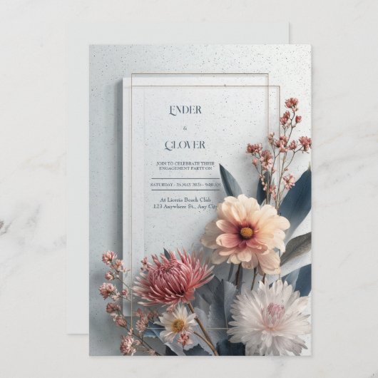 Moderne Wildflower bloemenbruiloft Kaart (Voorkant / Achterkant)