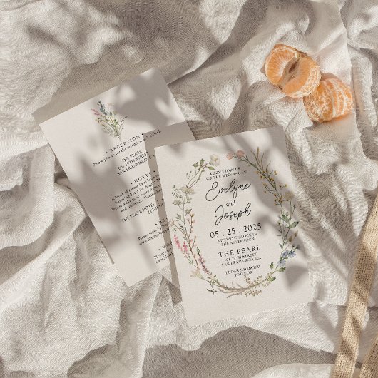 Moderne Wildflower bloemenkrans Alles in één bruil Kaart