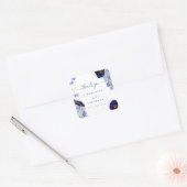 Moderne Wildflower Blue bruiloft dank u Vierkante Sticker (Envelop)