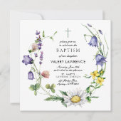 Moderne Wildflower Boho doop Kaart (Voorkant)