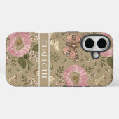 Moderne Wildflower Botanische Bloemen Bruin Monogr Case-Mate iPhone Case (Achterkant (horizontaal))