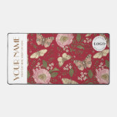 Moderne Wildflower Botanische Rode Bloemen Monogra Bureaumat (Voorkant)