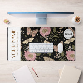 Moderne Wildflower Botanische Zwarte Bloemen Monog Bureaumat