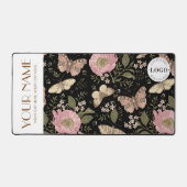 Moderne Wildflower Botanische Zwarte Bloemen Monog Bureaumat (Voorkant)