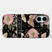 Moderne Wildflower Botanische Zwarte Bloemen Monog Case-Mate iPhone Case (Achterkant (horizontaal))