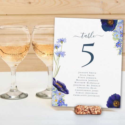 Moderne Wildflower Bruiloft Tafel Nummer Grafiek