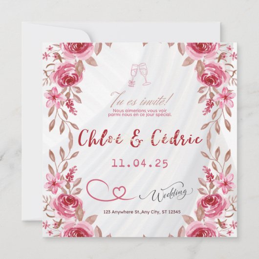 Moderne Wildflower bruiloft uitnodiging (Achterkant)