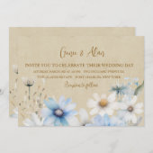 Moderne Wildflower bruiloft uitnodiging (Voorkant / Achterkant)