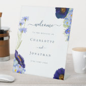 Moderne Wildflower bruiloft Welkom Reclamebord Met Voetstuk (Insitu)