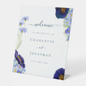 Moderne Wildflower bruiloft Welkom Reclamebord Met Voetstuk (Voorkant)